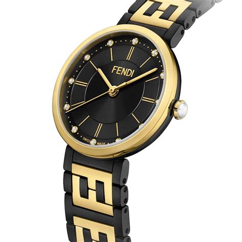 fendi black and gold watch|fendi watch with diamonds.